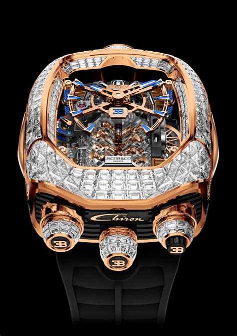 Buggati watch - The CHIRON Tourbillon is a timepiece celebration dedicated to the BUGATTI CHIRON inspired by the legendary 16-cylinder engine.Created by the @JacobandCo and ...